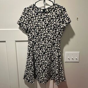 Floral Black and White Women's Dress